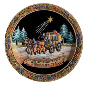 Vintage Christmas Western Germany Weihnachten‎ Salt Glaze 1983 Wall Décor Plate